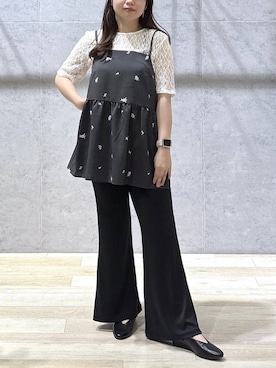 「LEPSIM（レプシィム）のソフトクッションパンプス　638849（パンプス、ブラック系）」を使った、tutu.さん（レディース・152cm）の春コーディネート