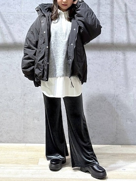 「アイテム（その他アウター、ブラック系）」を使った、tutu.さん（レディース・152cm）の冬コーディネート