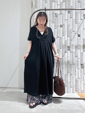 「LEPSIM（レプシィム）の楊柳柄イージーパンツ　290321（その他パンツ、グレー系）」を使った、naaalepsimさん（レディース）の春コーディネート