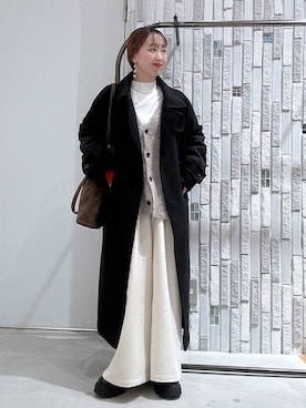 「おでかけ」｜「アイテム（ステンカラーコート）」を使った、naaalepsimさん（レディース・153cm）の冬コーディネート