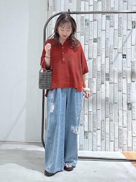 「LEPSIM（レプシィム）のメタルストラップサンダル　638841（サンダル、ブラウン系）」を使った、naaalepsimさん（レディース）の夏コーディネート