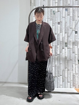 「LEPSIM（レプシィム）のカラー杢ロゴBIGT　1044463（Tシャツ/カットソー、グレー系）」を使った、naaalepsimさん（レディース）の夏コーディネート