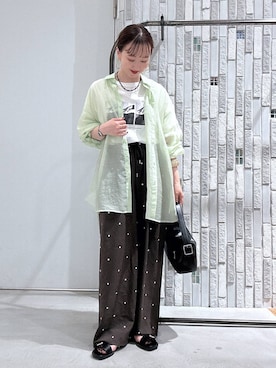 「LEPSIM（レプシィム）のダブルフラップバッグ　645550（ショルダーバッグ、ブラック系）」を使った、naaalepsimさん（レディース）の夏コーディネート