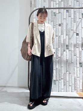 「LEPSIM（レプシィム）のベルトバックルクッションサンダル　638815（サンダル、ブラック系）」を使った、naaalepsimさん（レディース）の春コーディネート