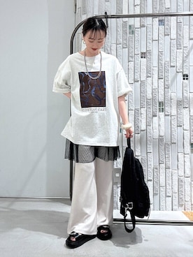 「LEPSIM（レプシィム）のベルトバックルクッションサンダル　638815（サンダル、ブラック系）」を使った、naaalepsimさん（レディース）の夏コーディネート