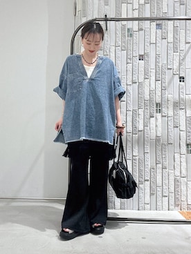 「LEPSIM（レプシィム）のベルトバックルクッションサンダル　638815（サンダル、ベージュ系）」を使った、naaalepsimさん（レディース）の春コーディネート