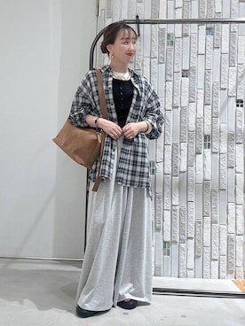 「LEPSIM（レプシィム）のシアーメランジT　497226（Tシャツ/カットソー、ホワイト系）」を使った、naaalepsimさん（レディース）の春コーディネート