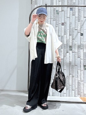 「LEPSIM（レプシィム）のカラー杢ロゴBIGT　1044463（Tシャツ/カットソー、ブラウン系）」を使った、naaalepsimさん（レディース）の夏コーディネート