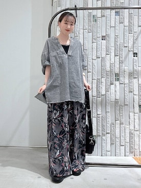 「LEPSIM（レプシィム）の楊柳柄イージーパンツ　290321（その他パンツ、グレー系）」を使った、naaalepsimさん（レディース）の春コーディネート