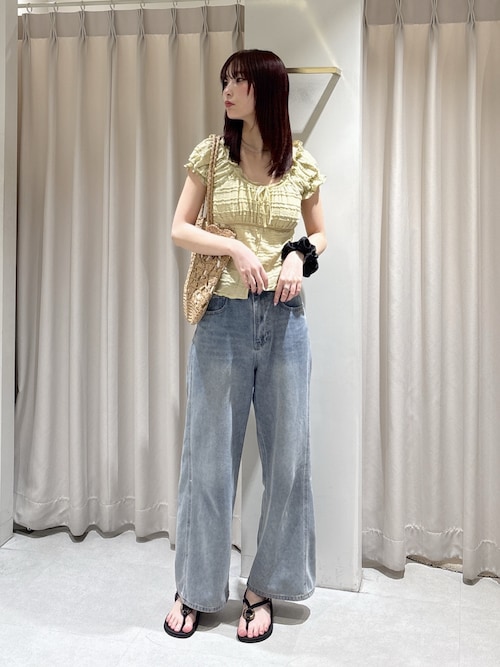 3サイズ展開XS-L】サイドパネルヴィンテージライクワイドデニム【低