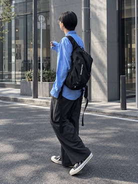 「GLOBAL WORK（グローバルワーク）のシーンレスとろみイージーパンツ/1054588（その他パンツ、グレー系）」を使った、アミさん（レディース）の秋コーディネート