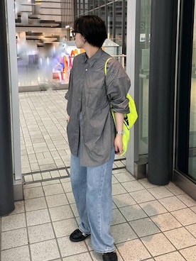 「GLOBAL WORK（グローバルワーク）のGOODデニムバレルCOOL/627009（デニムパンツ、ブルー系）」を使った、アミさん（レディース）の夏コーディネート