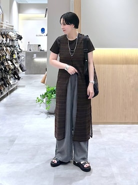 「GLOBAL WORK（グローバルワーク）のアイテム」を使った、アミさん（レディース・167cm）の夏コーディネート