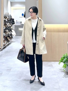 「GLOBAL WORK（グローバルワーク）のアイテム（ステンカラーコート）」を使った、アミさん（レディース・167cm）の冬コーディネート