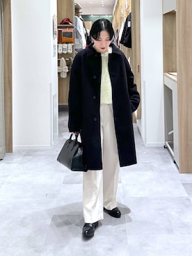 「アイテム（ステンカラーコート）」を使った、アミさん（レディース・167cm・30代）の冬コーディネート