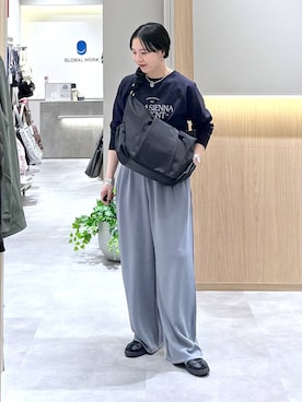 「GLOBAL WORK（グローバルワーク）のステンレスコインネックレス/1056186（ネックレス、グレー系）」を使った、アミさん（レディース）の秋コーディネート