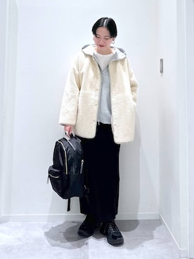 「アイテム（バックパック/リュック）」を使った、アミさん（レディース・167cm）の冬コーディネート