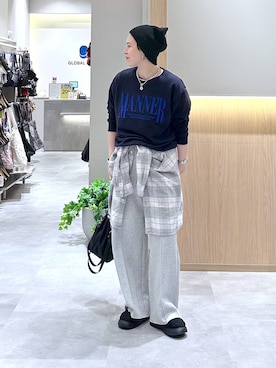 「GLOBAL WORK（グローバルワーク）のアイテム（帽子）」を使った、アミさん（レディース・167cm）の秋コーディネート