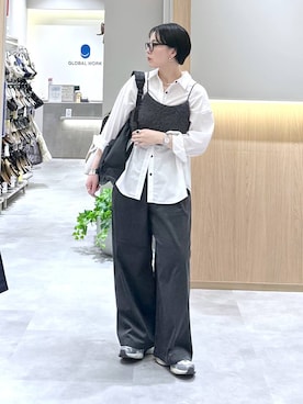 「GLOBAL WORK（グローバルワーク）のアイテム（パンツ）」を使った、アミさん（レディース・167cm）の秋コーディネート
