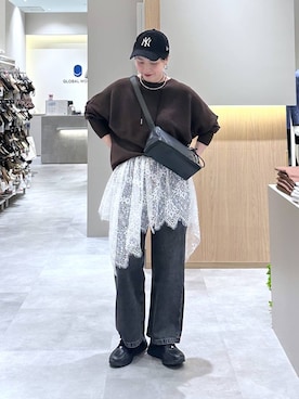 「GLOBAL WORK（グローバルワーク）のアイテム（アクセサリー）」を使った、アミさん（レディース・167cm）の冬コーディネート