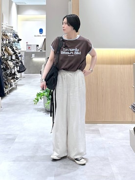 「GLOBAL WORK（グローバルワーク）のステンレスアソートサイズチョーカー/325801（ネックレス、シルバー系）」を使った、アミさん（レディース）の春コーディネート