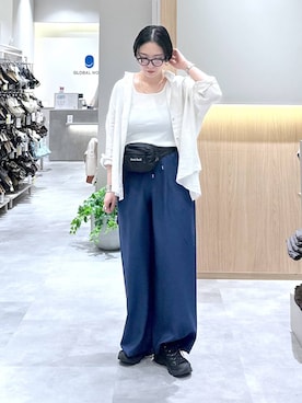 「GLOBAL WORK（グローバルワーク）の調光アソートサングラス/283839（サングラス、ブラック系）」を使った、アミさん（レディース）の春コーディネート