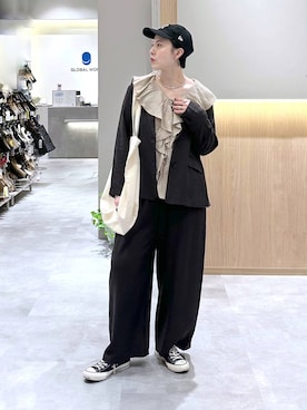 「GLOBAL WORK（グローバルワーク）のアイテム（キャップ）」を使った、アミさん（レディース・167cm）の春コーディネート