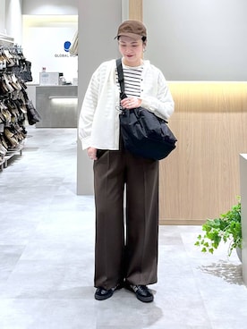 「UNIVERSAL OVERALL（ユニバーサルオーバーオール）のアイテム（帽子）」を使った、アミさん（レディース・167cm）の冬コーディネート