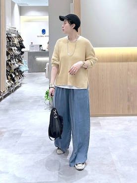 「GLOBAL WORK（グローバルワーク）のアイテム（帽子）」を使った、アミさん（レディース・167cm）の春コーディネート