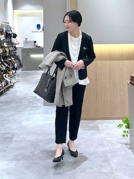「GLOBAL WORK（グローバルワーク）のアイテム（ステンカラーコート）」を使った、アミさん（レディース・167cm）の冬コーディネート