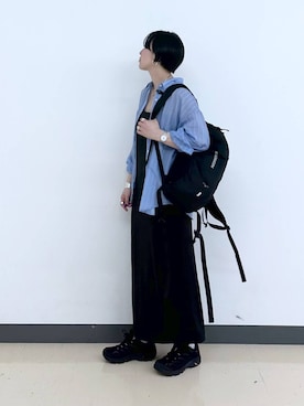 「GLOBAL WORK（グローバルワーク）のFffit エフィット/カップ付きキャミストレートネック/625132（キャミソール、ブラック系）」を使った、アミさん（レディース）の春コーディネート