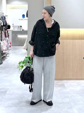 「GLOBAL WORK（グローバルワーク）のアイテム（トップス）」を使った、アミさん（レディース・167cm）の秋コーディネート