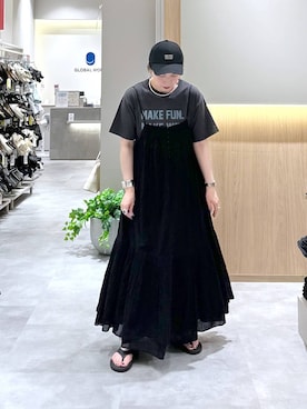 「GLOBAL WORK（グローバルワーク）のアイテム（キャップ）」を使った、アミさん（レディース・167cm）の夏コーディネート