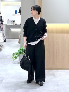 「GLOBAL WORK（グローバルワーク）のステンレスコインネックレス/1056186（ネックレス、グレー系）」を使った、アミさん（レディース）の秋コーディネート