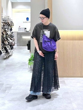 「GLOBAL WORK（グローバルワーク）のアイテム（帽子）」を使った、アミさん（レディース・167cm）の春コーディネート