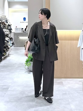 「GLOBAL WORK（グローバルワーク）のアイテム（ジャケット/アウター）」を使った、アミさん（レディース・167cm）の春コーディネート