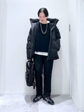 「GLOBAL WORK（グローバルワーク）のあったかウツクシルエットテーパードパンツ/575203（その他パンツ）」を使った、アミさん（レディース・167cm）の冬コーディネート