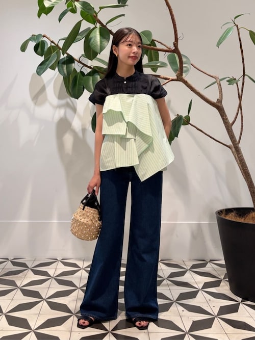 Ballsey（ボールジィ） ブラウス シャツ 半袖 スムースラミー フロント