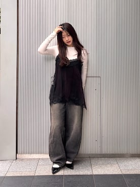 「ETRE TOKYO（エトレトウキョウ）のアイテム（Tシャツ/カットソー、ホワイト系）」を使った、souさん（レディース・160cm）の秋コーディネート