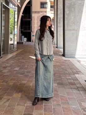 「ETRE TOKYO（エトレトウキョウ）のアイテム（Tシャツ/カットソー、グレー系）」を使った、souさん（レディース・160cm）の秋コーディネート
