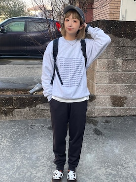 「アイテム（バックパック/リュック）」を使った、うらさん（レディース・160cm）の冬コーディネート