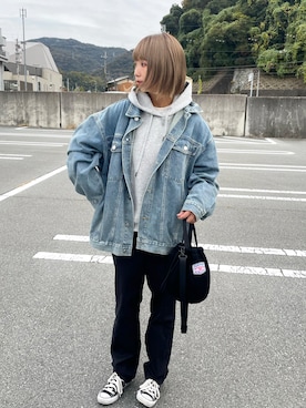 「アイテム（パーカー）」を使った、うらさん（レディース・160cm）の秋コーディネート