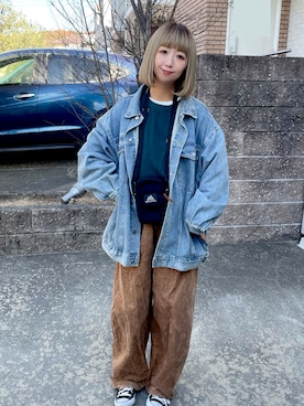 「アイテム（デニムジャケット）」を使った、うらさん（レディース・160cm）の冬コーディネート