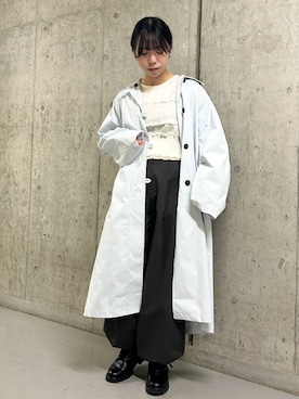 「アイテム（ステンカラーコート、ブルー系）」を使った、さのさん（レディース・161cm）の冬コーディネート