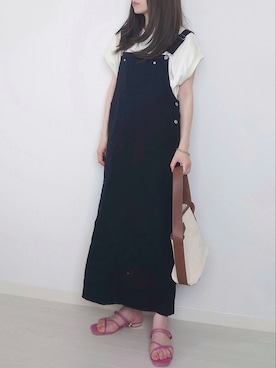 「シンフルコーデ」｜「アイテム（ジャンパースカート）」を使った、yume さん（レディース・160cm）の夏コーディネート