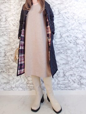 「URBAN RESEARCH ROSSO」｜「アイテム（ノーカラーコート）」を使った、yume さん（レディース・160cm）の秋コーディネート