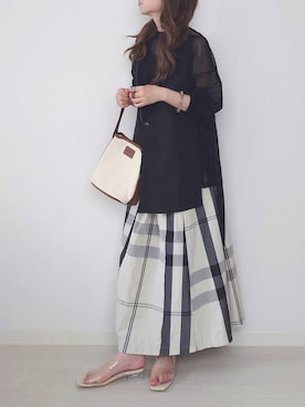 「CENE（セネ）の【CENE】セネ/ ビッククロスリング（リング）」を使った、yume さん（レディース・160cm）の夏コーディネート