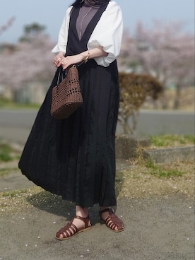 「Honeys」｜「アイテム（ジャンパースカート）」を使った、yume さん（レディース・160cm）の春コーディネート