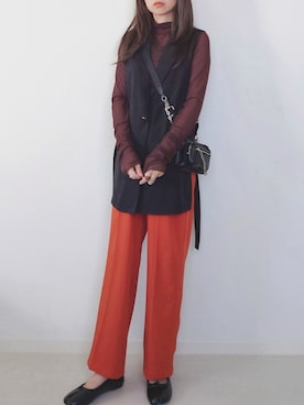 「CENE（セネ）の【CENE】セネ/ ビッククロスリング（リング）」を使った、yume さん（レディース・160cm）の秋コーディネート