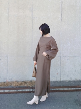 「JUNOAH」｜「アイテム（ワンピース/ドレス）」を使った、yume さん（レディース・160cm）の冬コーディネート